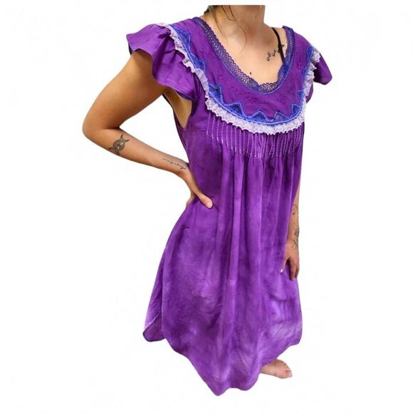 VTG Barbizon Purple Hand Dyed Cotton Slip Nightgown - Picture 3 of 8